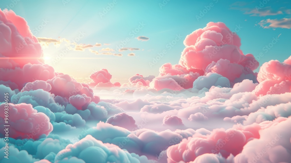 Poster capture the essence of cloud computing in a surreal landscape where artificial intelligence and big 