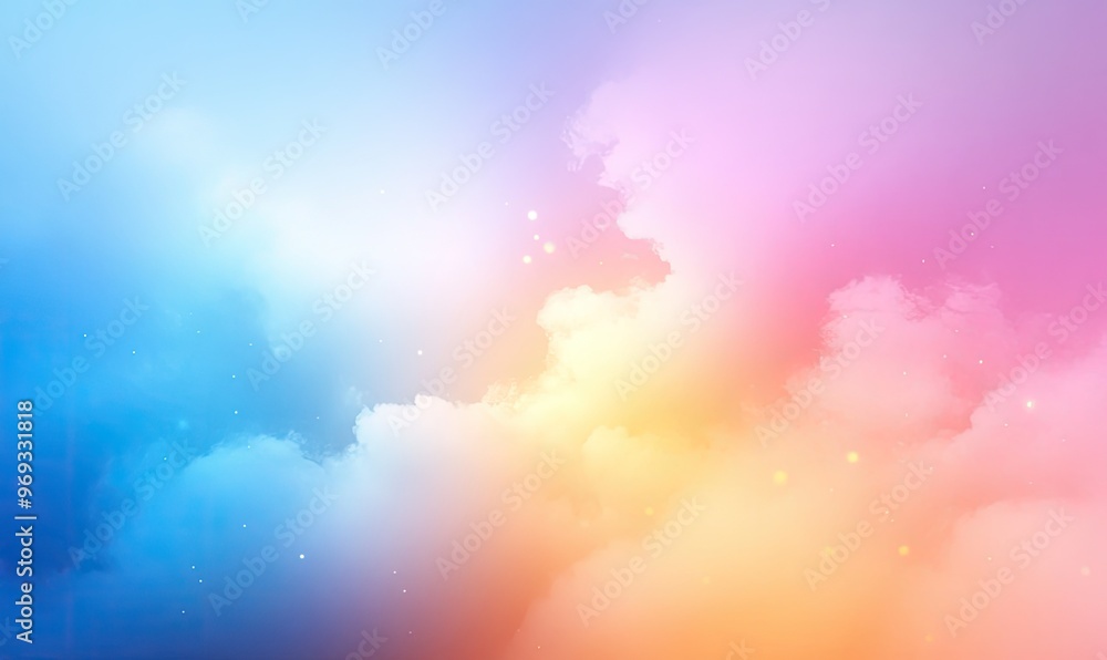 Poster a soft gradient of colors blending in a dreamy cloud-like background.