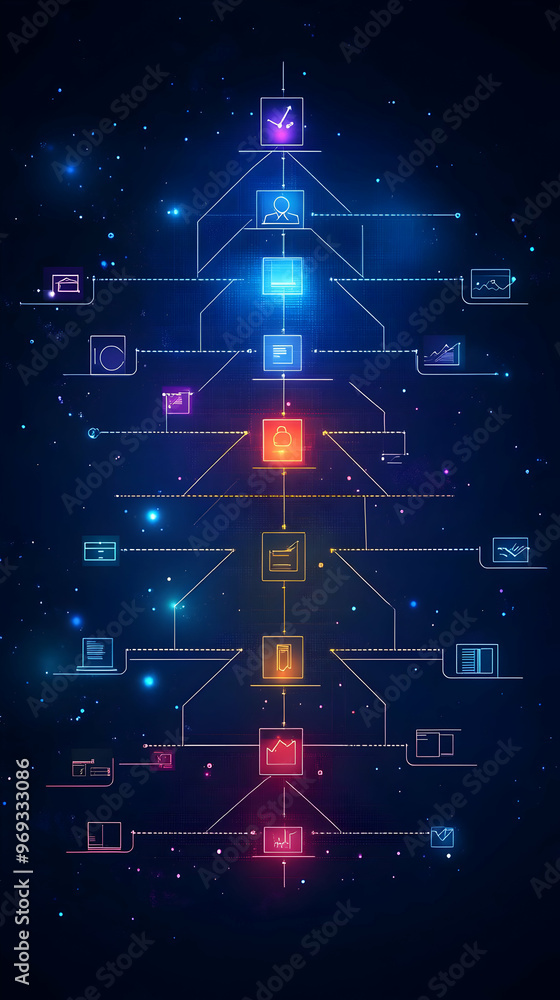 Poster abstract technology background with data flow chart illustration