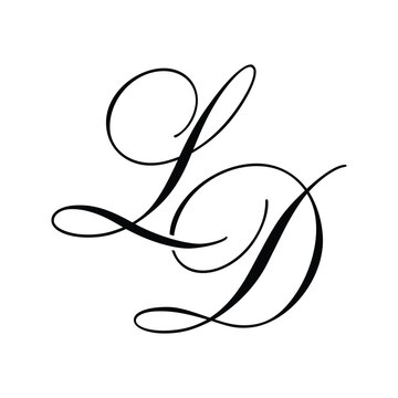 LD Calligraphy Monogram Initial Letters Logo