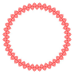 Monochrome red round ethnic frame. Traditional ornament of Asian nomads, Turks, Kazakhs, Mongols, Kirghiz, Bashkirs, Tatars. For dishes, textiles, embroidery, felt, sandblasting