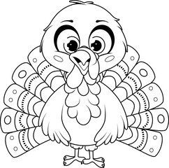 Fototapeta premium Coloring page.Turkey Standing and Smiling