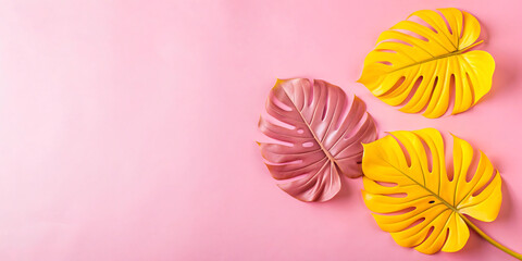 Obraz premium leaves on a pink background