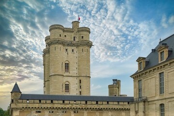 Beautiful medieval castle of Vincennes in France under the blue sky