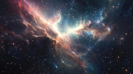 breathtaking cosmic vista with swirling nebulae countless twinkling stars and distant galaxies deep space exploration theme