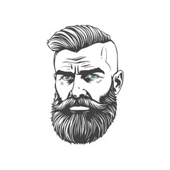 Barbershop, logo design for men's barbershop. man with beard. Vector line art illustration