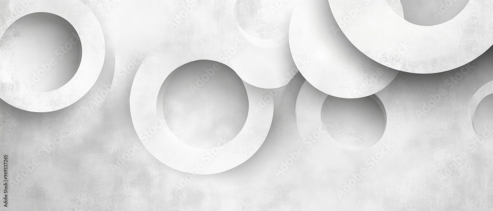 Poster abstract design featuring layered circular shapes on a textured background.