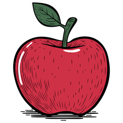 Hand Drawn Illustration of a red apple.