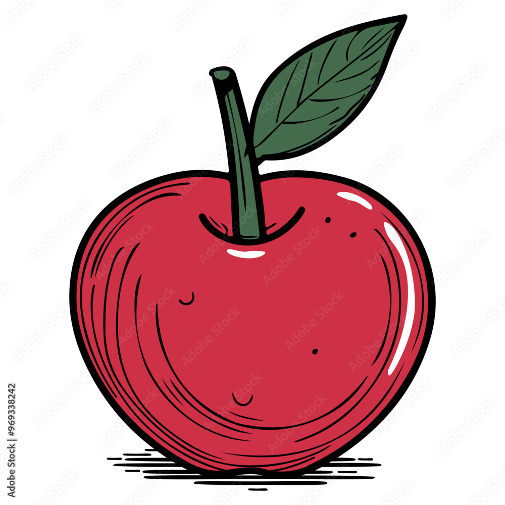 Wall mural hand drawn illustration of a red apple.