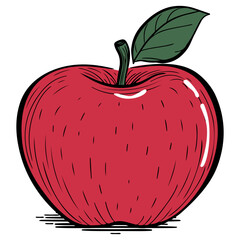 Hand Drawn Illustration of a red apple.