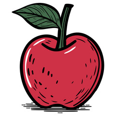 Hand Drawn Illustration of a red apple.