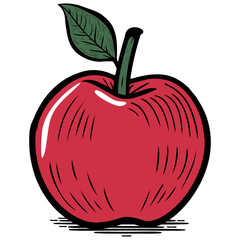 Hand Drawn Illustration of a red apple.