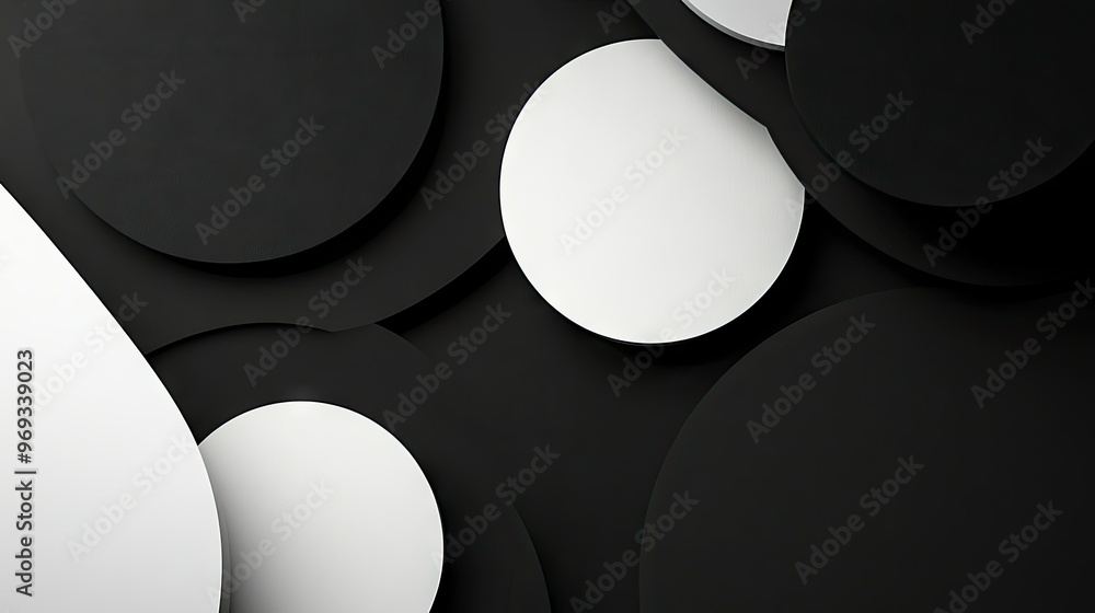 Poster abstract geometric shapes with a monochromatic color scheme, creating a minimalist and sleek backgro