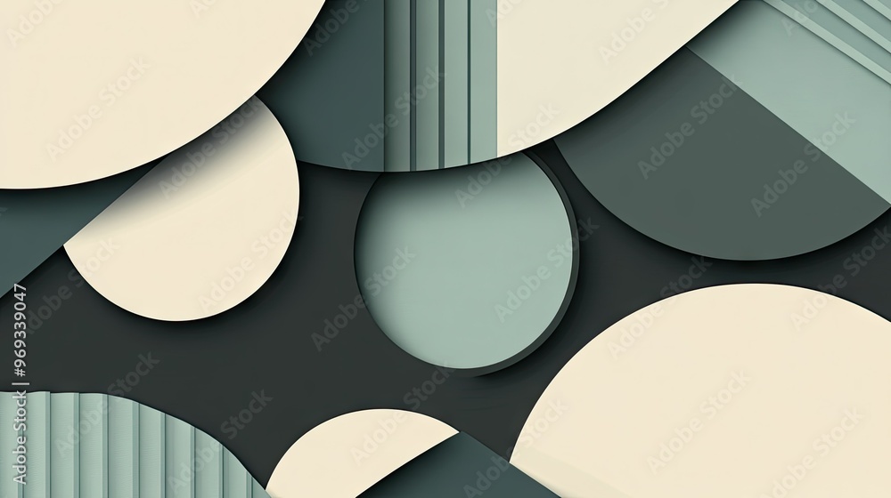 Poster abstract geometric shapes with a monochromatic color scheme, creating a minimalist and sleek backgro