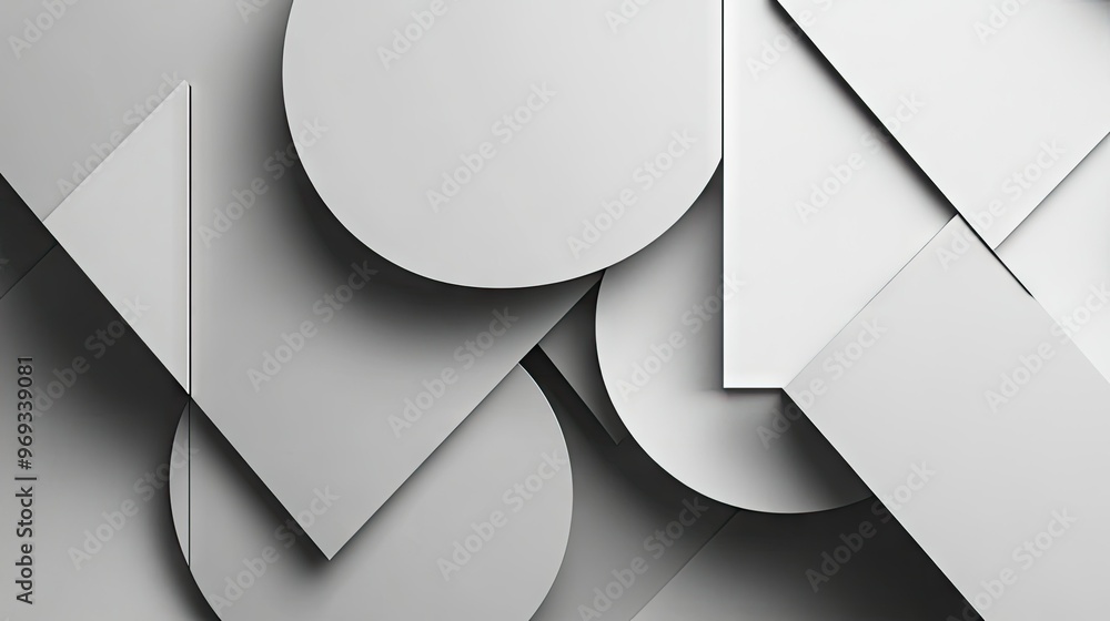 Poster abstract geometric shapes with a monochromatic color scheme, creating a minimalist and sleek backgro