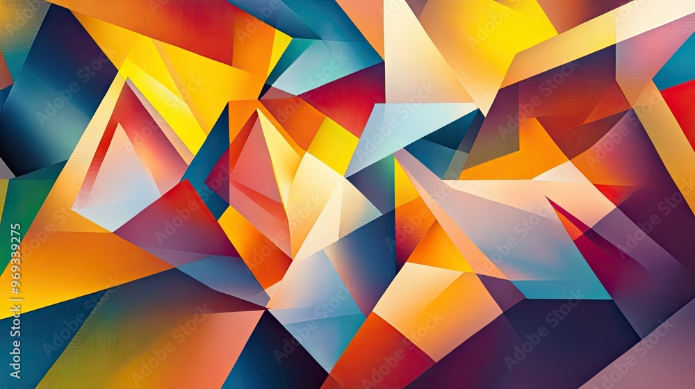 Aufkleber abstract geometric shapes with vibrant colors, creating a dynamic and energetic background.