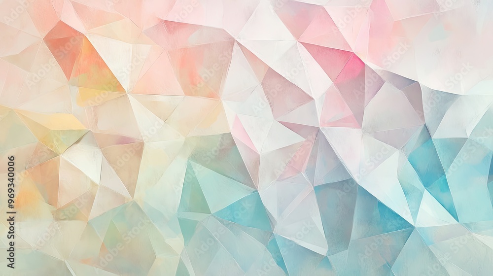 Poster abstract polygonal patterns with soft pastel colors, creating a modern and stylish background.