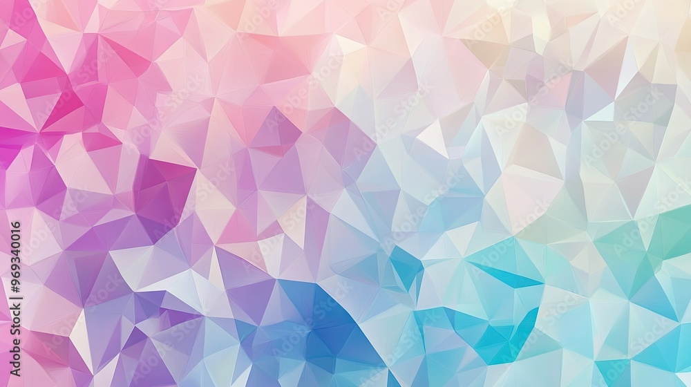 Poster abstract polygonal patterns with soft pastel colors, creating a modern and stylish background.