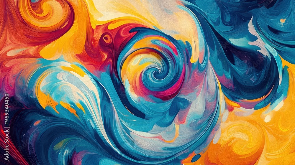 Aufkleber abstract swirling patterns with vibrant colors, creating a sense of movement and energy.