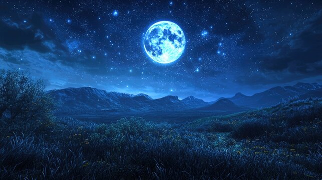 Photo: A mystical landscape with the moon glowing in the night sky, representing the intrigue of the unknown. Photo Description: A mystical scene