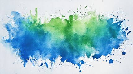 Abstract watercolor splashes in shades of blue and green, creating a refreshing and vibrant background.