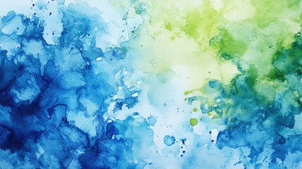 Fototapeta premium Abstract watercolor splashes in shades of blue and green, creating a refreshing and vibrant background.