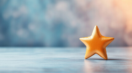 A vibrant orange star sits elegantly on smooth surface, creating striking contrast against softly blurred background. This charming object adds playful touch to any setting.