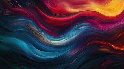 Obraz premium Abstract wave patterns with rich, deep colors, evoking a sense of depth and dimension.