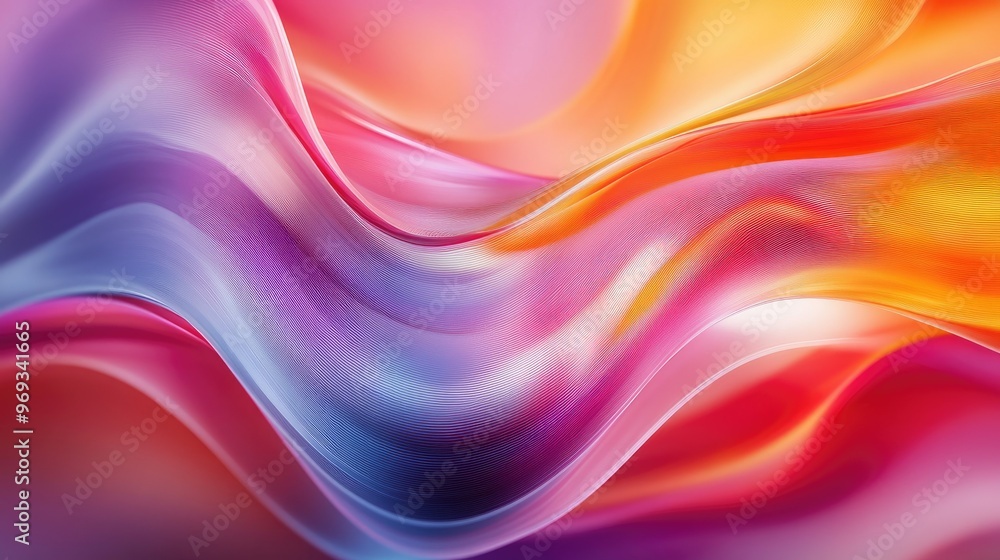 Poster Abstract wave patterns with soft curves and vibrant colors, creating a dynamic and energetic background.