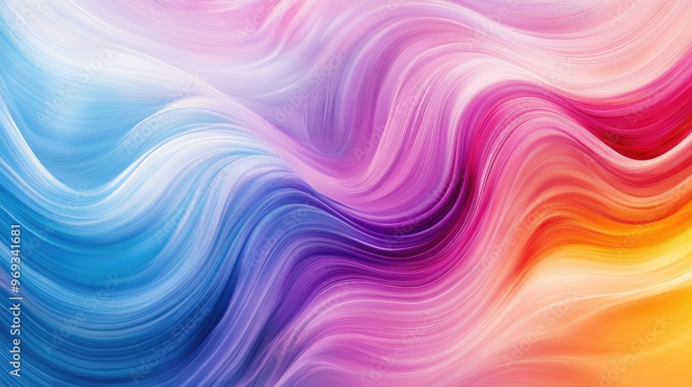 Poster Abstract wave patterns with soft curves and vibrant colors, creating a dynamic and energetic background.
