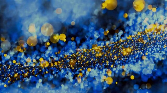 Golden drops on blue background