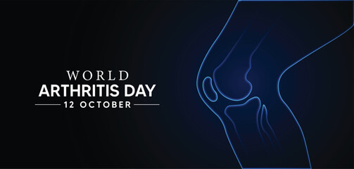 World Arthritis Day 12 October glowing joint knee bone vector poster