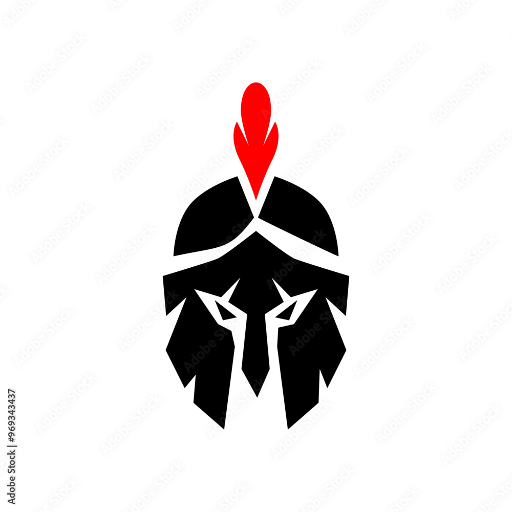 Wall mural Spartan Soldier. Spartan helmet logo, Spartan shield and helmet vector illustration, Spartan Greek gladiator armor flat vector icon. Warrior shield logo.