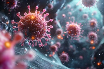 Allergic Reactions 3D Rendering: Basophils Releasing Histamine Medical Illustration Concept with Copy Space