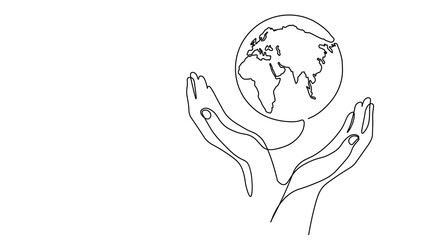 Line art Globe Earth point line illustration. Asia India China Oceania continuous line art map. Monochrome black ink drawing sketch vector art