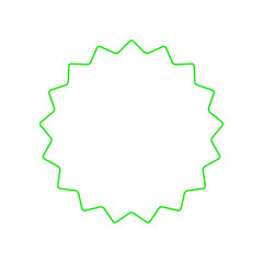 シンプルでポップなギザギザの黄緑色の丸い線フレーム - 細いラインのデザインパーツ素材