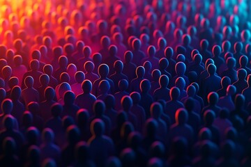 Vibrant 2D Cartoon Anime Style Crowd in 3D Illustration with Copy Space, Japanese Pop Culture Inspired Artwork