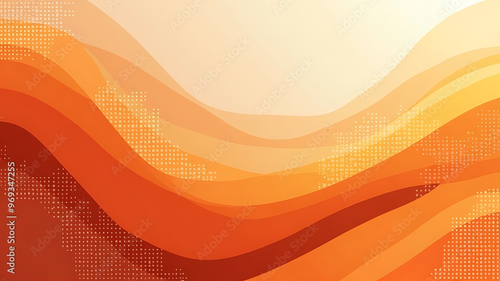 Poster abstract orange gradient background with halftone dots and dynamic curved lines, perfect for vibrant