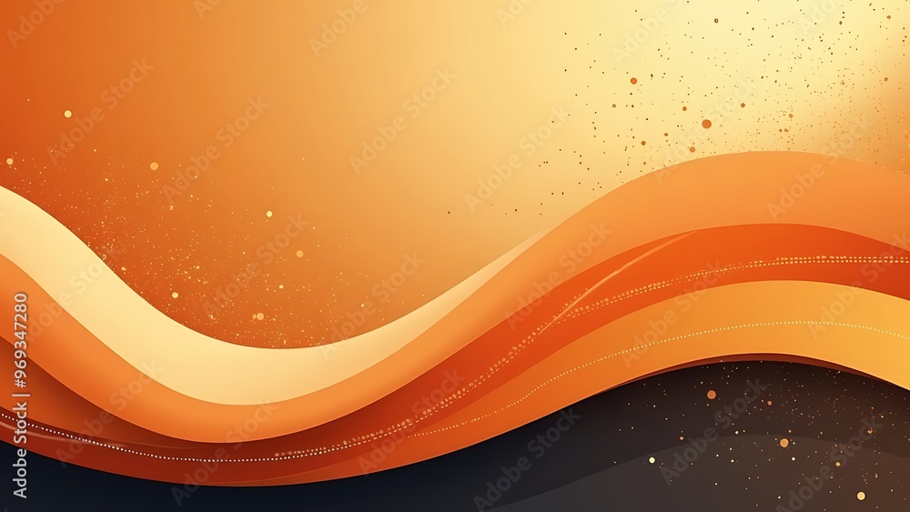 Poster abstract orange gradient background with halftone dots and dynamic curved lines, perfect for vibrant