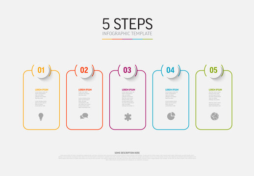 Light infographic template with five rounded block cards