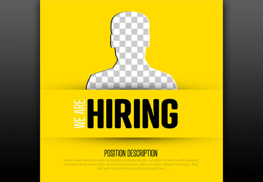 We are hiring minimalistic flyer banner status template - yellow version with transparent silhouette