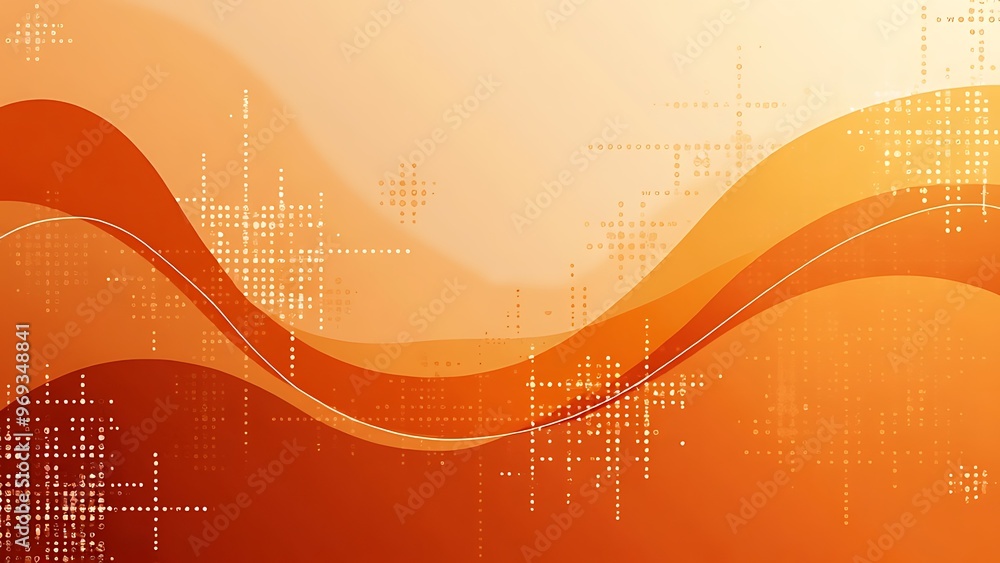 Poster abstract orange gradient background with halftone dots and dynamic curved lines, perfect for vibrant