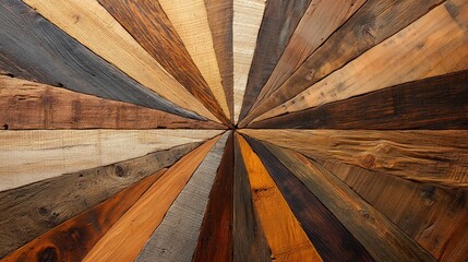 Overhead shot of coarse pine wood swatches, arranged in a circular pattern, showcasing the natural variation in rustic textures and hues