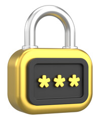 3D security icon. Secure password. 3D illustration.