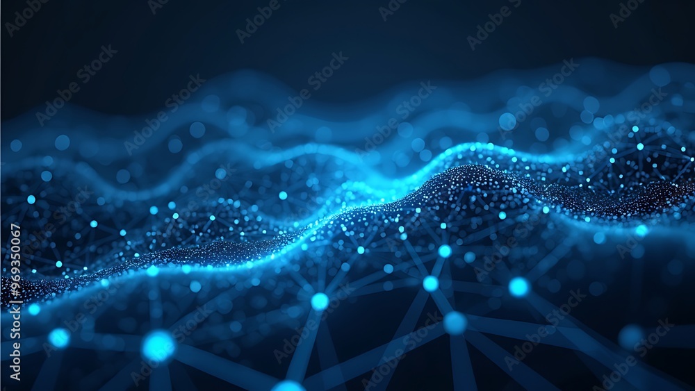 Poster abstract blue network connectivity background for tech and digital design.