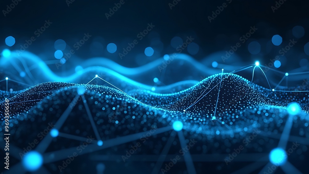 Poster abstract blue network connectivity background for tech and digital design.