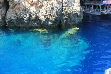 Scenic view of a beautiful blue sea in Turkey at Sulu Ada island