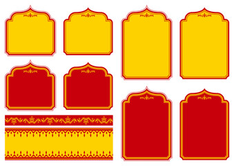 アジア風のタイトルフレームセット。ベクターデータ。