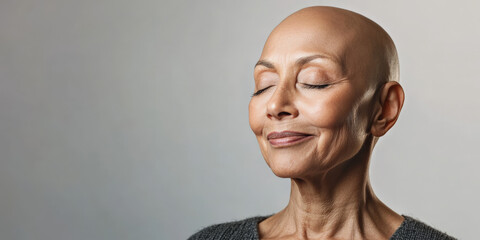 Obraz premium Elderly South Asian Woman Meditating for Breast Cancer Awareness 
