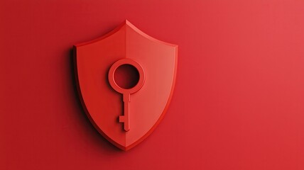 A red shield with a key symbol, representing security, privacy, and protection in a digital age.